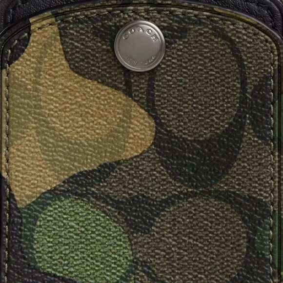 NWT Coach CMO33 Leather Canvas Luggage Travel Tag In Green Multi Camo Print - Picture 2 of 2